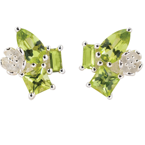 Karen Walker Rock Garden Studs - Silver, Peridot