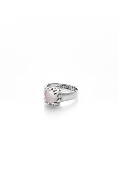 Stolen Girlfriends Club - Baby Claw Ring Silver Rose Quartz