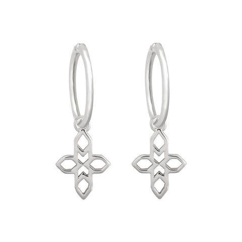 Lindi Kingi - Baroque Cross Sleeper Earring Platinum Plate