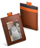 Dalvey Scotland Explorer Credit Card Money Clip Tan Leather With Grey & Orange