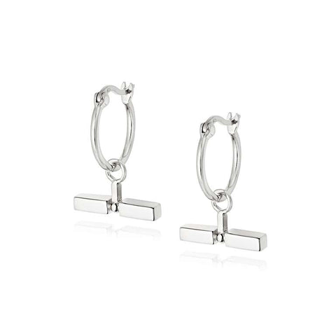 Daisy London Stacked T-Bar Earrings - Silver