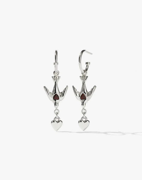 Meadowlark - Love Dove Hoops Set Silver Garnet