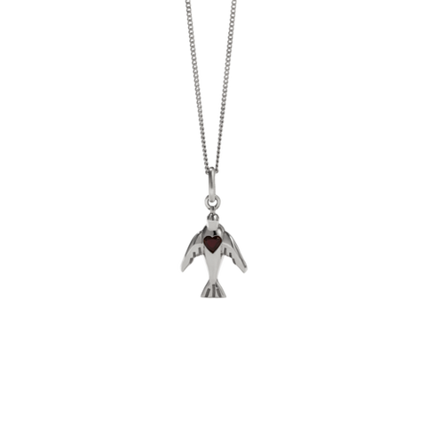 Meadowlark - Dove & Heart Necklace Silver