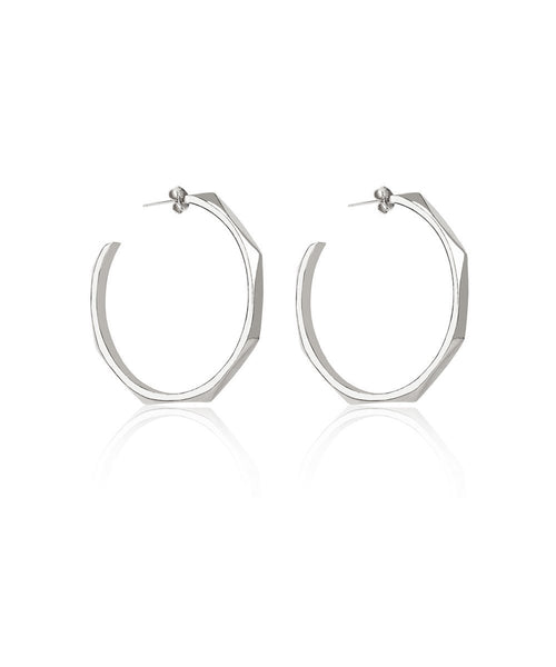 Edge of Ember Facet Silver Hoops