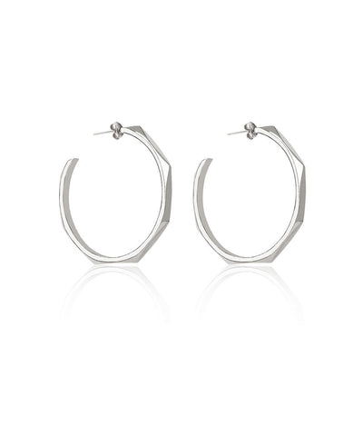 Edge of Ember Facet Silver Hoops