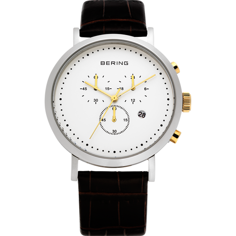 Bering - Gents Steel Chrono Leather