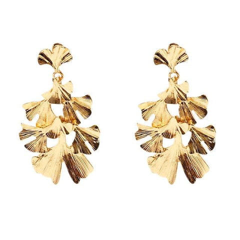 Lindi Kingi Ginko Leaf Earrings - Gold Plate