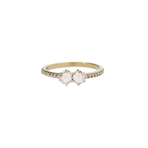 Meadowlark Luna Ring .05ct - 9ct Yellow Gold, Morganite & White Diamond