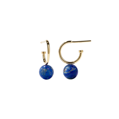Meadowlark - Maya Hoops Small 9ct Yellow Gold With Blue Lapis