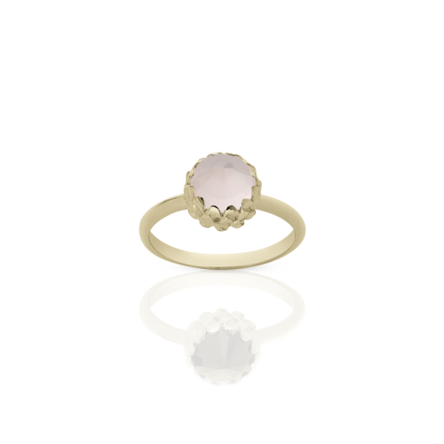 Meadowlark Mini Protea Ring - 9ct Yellow Gold & Rose Quartz