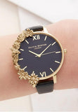 Olivia Burton - Black, Gold Floral Watch