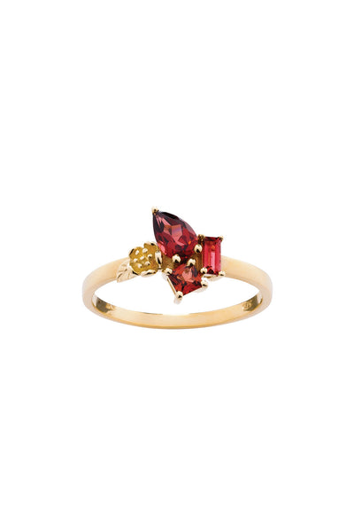 Karen Walker Rock Garden Mini Ring - 9ct Gold, Garnet