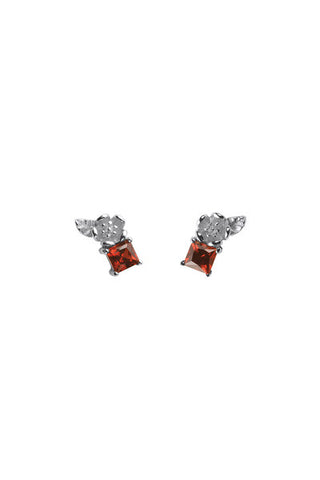 Karen Walker Rock Garden Studs - Silver, Garnet