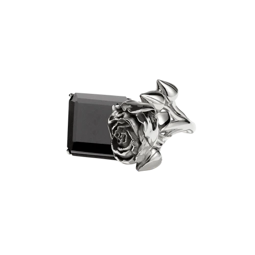 Meadowlark - Rose Cocktail Ring Large, Silver Onyx
