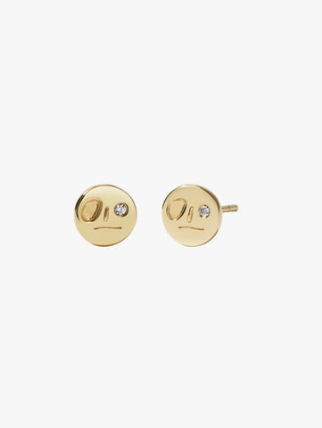 Meadowlark - Miro Stud Earrings With Stone - Gold Plated - Reclaimed White Diamond