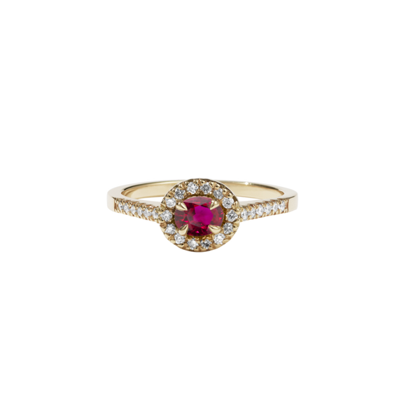 Meadowlark - Venus Ring Petite - 9ct Yellow Gold - African Ruby - White Diamond