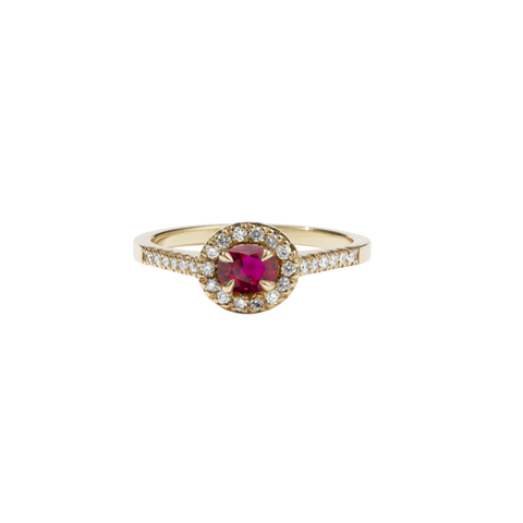 Meadowlark - Venus Ring Petite - 9ct Yellow Gold - African Ruby - White Diamond